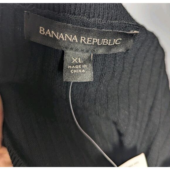 NWT Banana Republic Ribbed Knit Sheath Sweater Dress Black Slit Midi Fall '18 XL - Picture 7 of 12